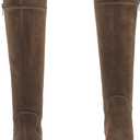 Ruiee Women's Knee High Boots Fashion Flat Long Tall Lengthened Boot Shafts Low Heeled Winter Fall Casual Boots for Women. 240979 Brown PU, Size 6 1/2