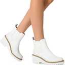 DREAM PAIRS Women's Wedge Chelsea Ankle Boots Fashion Round Toe Low Wedge Heel Platform Booties Shoes (White), 8.5