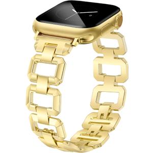 JR.DM Gold Watch Band for Women Compatible with Apple Watch 38mm 40mm 41mm 42mm 44mm 45mm 46mm 49mm Dainty Dressy Bracelet Designer Metal Chain Strap for iWatch Series 11/10/9/8/7/6/5/4/SE/3/2/1 Ultra