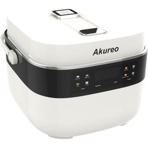 3L Smart Rice Cooker, 6-Cup Uncooked, Fuzzy Logic, Stainless steel spherical inner pot with non-stick ceramic glaze coating, Keep Warm, Cream White