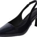 Women's Slingback Heels Pointed Toe Mid Heel Dress Shoes Pump Shoe (6, Blue Black)