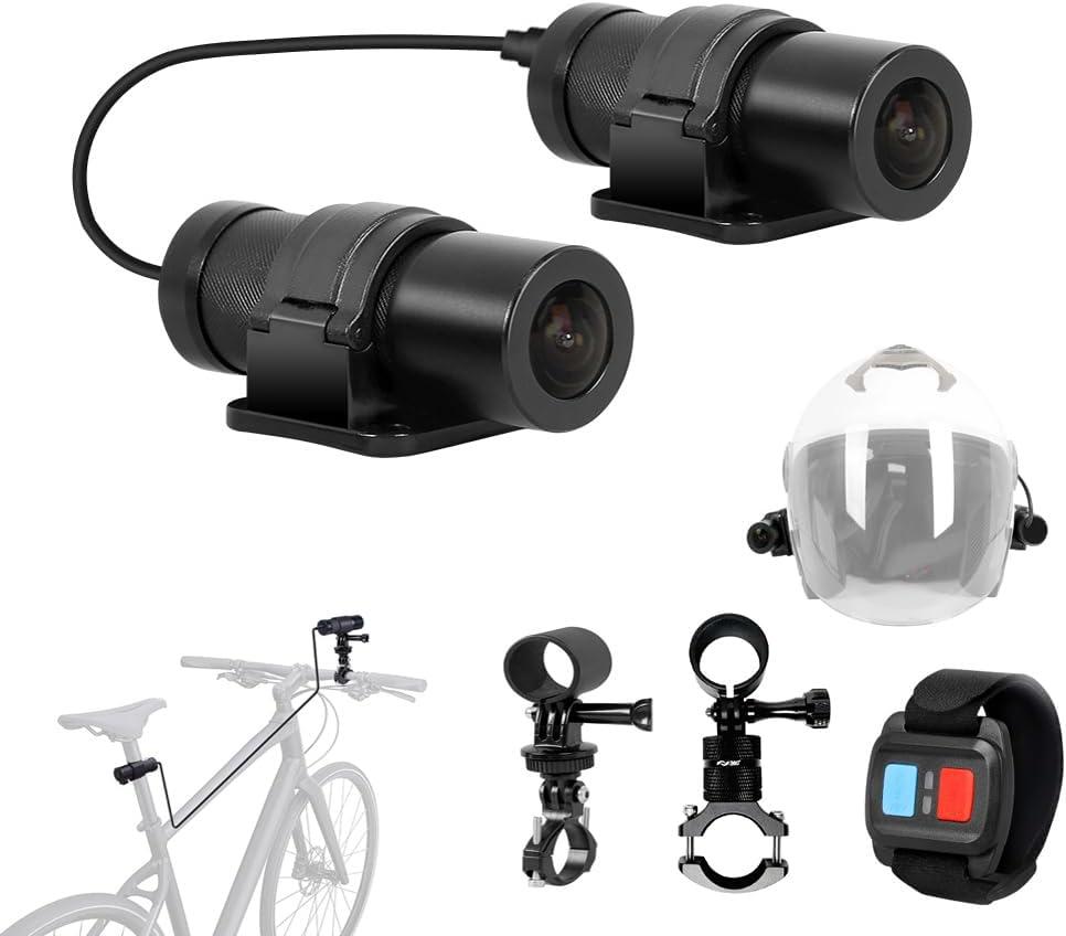 VSYSTO Helmet Cameras for Bike Motorcycle with Remote Control, WiFi 150 Wide Angle HD 1080P Front and Rear Camera Portable Waterproof Action Cam Bicycle Dash Cam, Loop Recording G-sensor(Dual Camera)