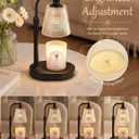 Hong-in Candle Warmer Lamp with Timer Dimmer, Birthday Gifts for Women, House Warming Gifts for New Home, Vintage Room Decor, Adjustable Height Candle Lamp, Wax Warmer for Scented Jar Candles, Black