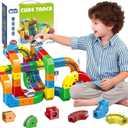123PCS Magnetic Cube Track Train Set for Toddlers  3D Vertical STEM Building Block Rail  Electric Magnetic Train Set Toy for Boys & Girls Ages 3-8