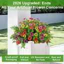 Artificial Flowers for Outdoors Decoration, 16 Bundles Silk Fake Flower with Ferns UV Resistant No Fade Faux Plants for Home Outside Planter Porch Patio Window Box Decor (3 Mixcolor)