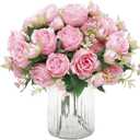 MARTINE MALL 2 Packs Peonies Artificial Flowers, Light Pink Artificial Peonies, Silk Peonies Flowers Fake Peonies Artificial Flowers Peonies Bouquet for Centerpiece Table Wedding Party Home Decor