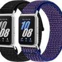 2PCS Nylon Watch Band Compatible with Samsung Galaxy Fit 3, Soft Breathable Adjustable Sport Nylon Loop Replacement Wristbands for Galaxy Fit3 SM-R390 Watch for Women Men