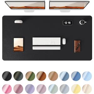 YSAGi Leather Desk Protector, Office Mat, Large Mouse Mat, Non-Slip PU Leather Blotter, Laptop Desk Pad, Waterproof Writing Pad for Office and Home (Black, 47.2" x 23.6")