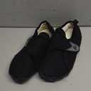 relxfeet Men's Slippers Wide Width Adjustable Orthopedic Diabetic House Shoes for Neuropathy Swollen Feet Relief Non-Slip Rubber Sole Indoor Outdoor  (All Black, Size 11 Wide)