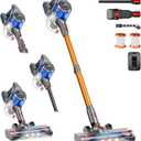 Cordless Stick Vacuum Cleaner - Rechargeable, 35Kpa Powerful Vacuums with Detachable Battery Display, Max 45Mins Runtime, 8 in 1 Handheld Vacuum for Hard floor & Carpets Pet Hair, Blue