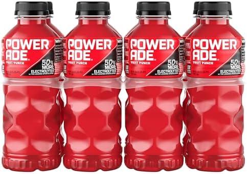 Powerade Fruit Punch, Electrolyte Enhanced Sports Drink, 20 Fl Oz Bottles, 8 Pack | Sport Beverage Enhanced with Electrolytes | 50% More Electrolytes vs. the Leading Sports Drink (per 12oz serving)* Exp. 01/25/2027