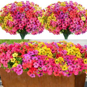 InnoGear Artificial Flowers for Outdoors, 12 Bundles UV Resistant Fake Silk Flowers for Outside Faux Spring Summer Decor Flower for Outdoor Indoor Garden Home Decoration Porch Patio (Mixed 4 Colors)