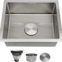 15x18 Inch Bar Sink Undermount  Delironexu 18 Gauge Stainless Steel Small Kitchen Sink, 15"x18"x7" Small Bar Sinks, Single Bowl Wet bar sink with Brushed Finish for Outdoor, RV, and Prep Use