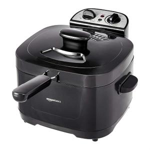 Amazon Basics 2.1-Qt (2.0L) Electric Deep Fryer with 8-Cup Oil Capacity, Adjustable Temperature Control, Timer, Easy Draining Removable Basket, Viewing Window, 1500W, Black