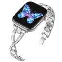 Odbeai Stylish Diamond Metal Band Compatible with Apple Watch Bands for Women 40mm 38mm 41mm 42mm 44mm 45mm 46mm 49mm,Cute Dressy Bling Fancy Silver Bracelet for iWatch Bands Series SE 11 10 9-1 Ultra