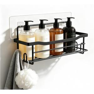 Shower Caddy Shelves Organizer Rack, Single Pack Shower Caddy,No Drilling Wall Mounted Self Adhesive Shower Shelves for Inside Shower, Matte Black