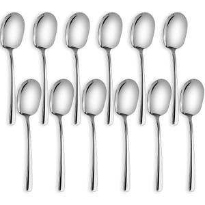 SOLEADER Extra Large Serving Spoons Set of 12,Foodgrade 18/8 12 Inch Stainless Steel Serving Spoon,Buffet Serving Utensils,Spoons Silverware,Cooking Spoon,Pasta Spoon,Mixing Spoon