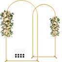 Tamodan Metal Arch Backdrop Stand Set of 2 (7.2FT+6FT), Gold Wedding Arch Frame with Stable Base, Easy-Assemble Balloon Stand for Party Birthday Baby Shower Graduation Decor