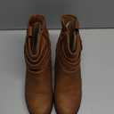 VJH confort Women's Mid Calf Boots,Round Toe Comfort Low Heel Slouchy Dress Booties with Buckle Strap Side Zipper (9, Camel)