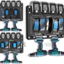 Charger Mount for Makita DC18RC, DC18RD Charger, Wall Mount for Makita 4X 14.4V/18V Batteries and 2 Drilling Screwdrivers, Heavy-Duty Garage Workshop Organization