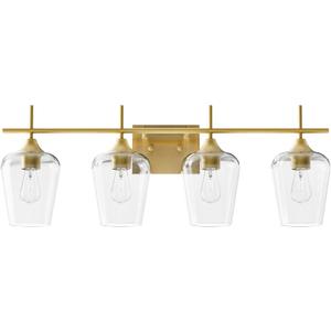 VONLUCE Bathroom Vanity Light, 4 Light Bathroom Light Fixture Over Mirror, Bathroom Wall Lamp with Clear Glass, Modern Gold Vanity Lighting fixtures for Bathroom, Bedroom, Hallway