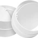 2pack 6"" Inch Round Duct Connector - Plastic Air Backdraft Damper - Backflow Stopper - One-Way Airflow Duct Insert for Extractor Fans, White (6'' Male with Shutter - 2PK)