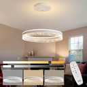 Modern LED Pendant Light 50W Dimmable LED Chandelier with Remote 1 Ring Circular Hanging Light Fixture 19.7in White Pendant Lighting for Kitchen Island Dining Room Bedroom Living Room