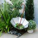 Alpine Corporation 36" Tall Outdoor Rustic Upside Down Umbrella Garden Stake and Planter, 20"l X 20"w X 36"h