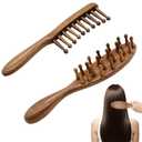 2 PCS Loc Brush for Dreads, Natural Golden Sandalwood Comb, Scraping Massage Tools Wide Tooth Comb, Wooden Dreadlock Lint Brush, Head Scalp Massager