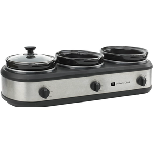 CULINARY CHEF, Triple Slow Cooker, Buffet Server 3 Pot, Food Warmer - Stainless