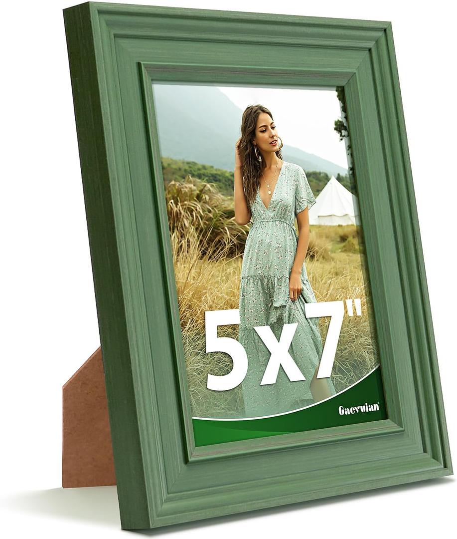 5x7 Picture Frame, High Definition Glass for 5 x 7 Photo Frame, Vintage Picture Frames 5x7 Rustic Distressed Pattern, Wall and Tabletop Display, Teal Green 1Pack