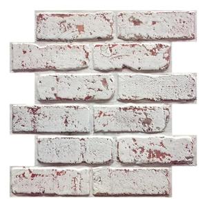 Commomy Faux Brick Peel and Stick Tiles - 10 pcs of 11.8" x 11.8" Small Size Thin PVC 3D Brick Wall Panels Whitewash Brick Backsplash for Kitchen, Living Room, Fireplace, Bedroom, Interior Wall Decor