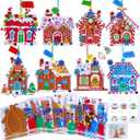 Winlyn 24 Sets Christmas Craft Kits Winter Crafts DIY Gingerbread House Ornaments Decorations Art Sets Festive Foam Stickers Holiday Arts and Crafts for Kids Home Classroom Activities Party Favors