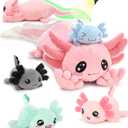 MaoGoLan 5 Pcs Axolotl Plush with 4 Babies Inside Belly, Glow in The Dark Stuffed Animals Pink Axolotl Toys Cute Kawaii Stuffy Salamander Pillow for Girls Kids Gift Valentine's Day Christmas