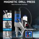 ZELCAN Mag Drill Press with 11 Pcs Bits, 1550W Portable Magnetic Drill Press with 2" Boring Diameter, 0-580 rpm Stepless Speed & Reversible Direction, 2922 lbf Power Magnetic for Metal Surface