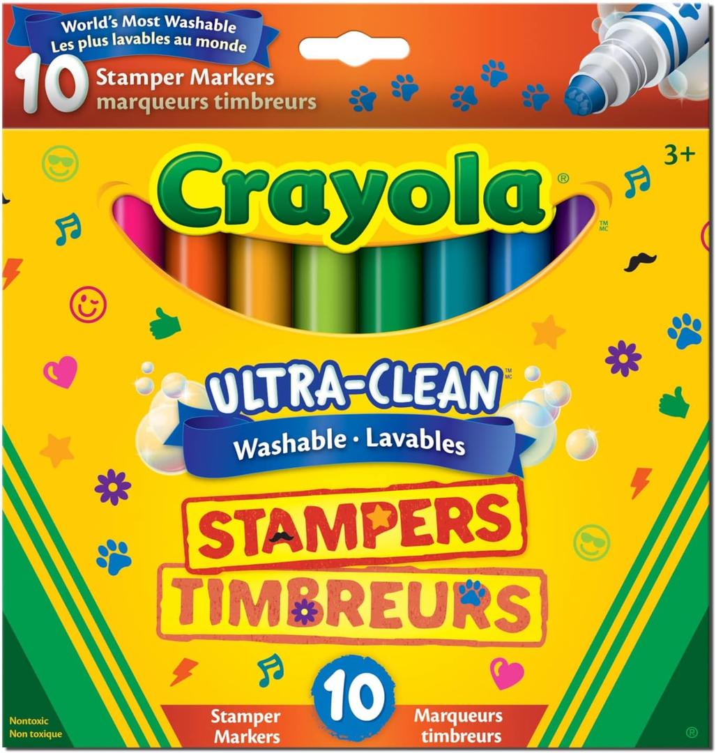 Crayola Ultra- Clean Washable Stampers Markers, Count of 10/Package