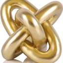 XMGZQ Gold Knot Decor for Coffee Table Book,Chain Link Living Room Decor Item for Bookshelf Entryway Nightstand TV Stand,Minimalist Knot Sculpture for Home Living Room,Centerpiece Table Decorations