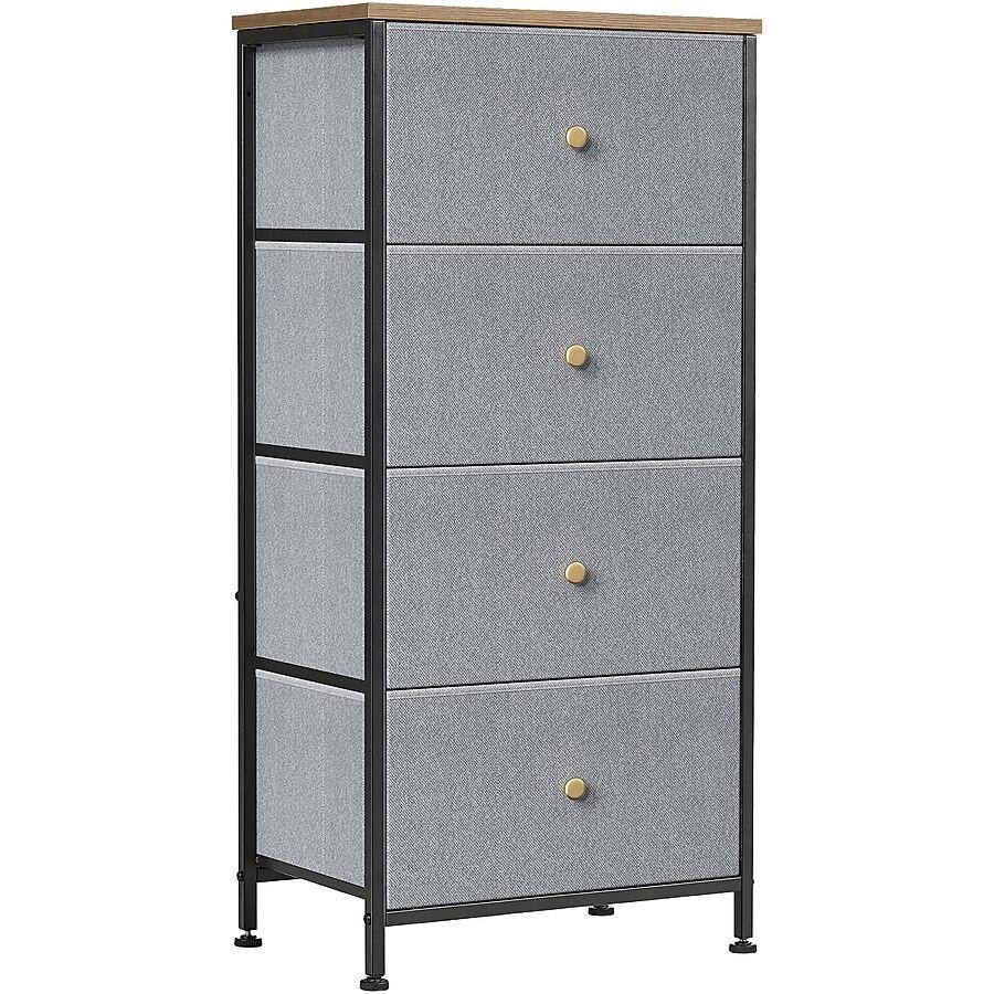 Sweetcrispy Blue Gray 4-Drawer Dresser Storage Organizer Chest with Metal Frame and Wood Top
