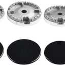 Cooker Hat Set,Cooktop Burner Cap & Burner Head Replacement Kit,Gas Stove Burner Cap Set of 4, Suitable for Most Gas Stove Burners, 1 Large 1 Small and 2 Middle(Flat)