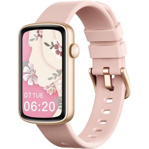 Fitness Watches for Women, LYNN2 Fitness Tracker with Heart Rate Monitor Blood Oxygen/Sleep Tracker Pedometer, Slim Step Tracker Watch for iOS/Android Phones Waterproof (Pink)