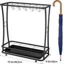 tonchean 21-Slots Umbrella Holder Stand with 24 Hooks,Metal Umbrella Holder Entryway with Removable Drip Tray,Umbrella Rack Storage for Indoor Outdoor Home Office Entryway(Black)