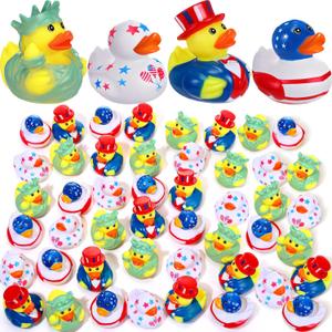 Jerify 12 Pcs 2 Inch Patriotic Rubber Ducks Summer Small Shower Float Ducks Star Rubber Ducky for Bath Birthday Gifts Baby Showers Beach Pool 4th of July Independence Day (Stylish)