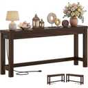 Cyclysio 47" Console Table with 2 AC Outlets & 3 USB Ports, Black Walnut