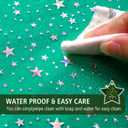 Green Holographic 3D EVA Shower Curtain Liner Glitter Star, 72x72 Premium Light Weight Plastic Bathroom Shower Curtain with Rustproof Metal Grommets for Shower Stall, Bathtubs(No Hooks)