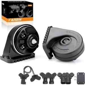 FARBIN Special Interface Auto Horn Compatible with Chevrolet 12V Car Horn Loud with Protective Grill Dual-Tone Electric Snail Horns Waterproof and Dustproof with Cover (black horn Compatible with Chevrolet) FARBIN Special Interface Auto Horn Compatible with Chevrolet 12V Car Horn Loud with Protective Grill Dual-Tone Electric Snail Horns Waterproof and Dustproof with Cover (black horn Compatible with Chevrolet)