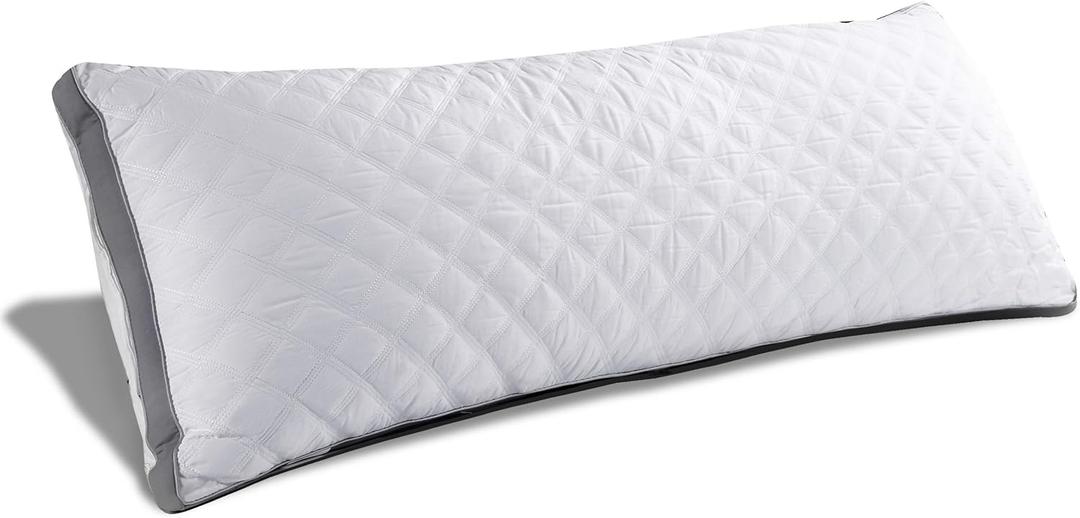 Oubonun Premium Adjustable Loft Quilted Body Pillows - Firm and Fluffy - Quality Plush - Down Alternative - Head Support Pillow - 21"x54" (White-gray Side)