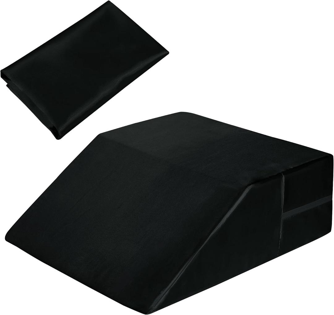 HOMBYS Satin Wedge Pillow Cover Leg Elevation Pillowcase -Silky & Smooth Bed Wedge Replacement Case with Zipper, Removable & Machine Washable(Cover Only), Black (24.4"x21.5"x8.5")