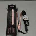 Terviiix Mini Hair Straightener Adjustable Temp, Travel-Size Mini Flat Iron, Mini Flat Irons for Short Hair/Curls Bangs, Ceramic Portable Small Hair Curler, Dual Voltage, Auto-Off, 1/2'', Matte Pink