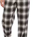 Mens 36 Inseam 100% Cotton Pajama Pants for Large Tall Men (Black/Grey, L)