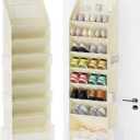 Criusia Shoe Storage, Over the Door Shoe Organizer, Hanging Closet Shoe Storage with Large Deep Pockets, Fits 1624 Pairs of Sneakers, Sandals, Boots, Beige